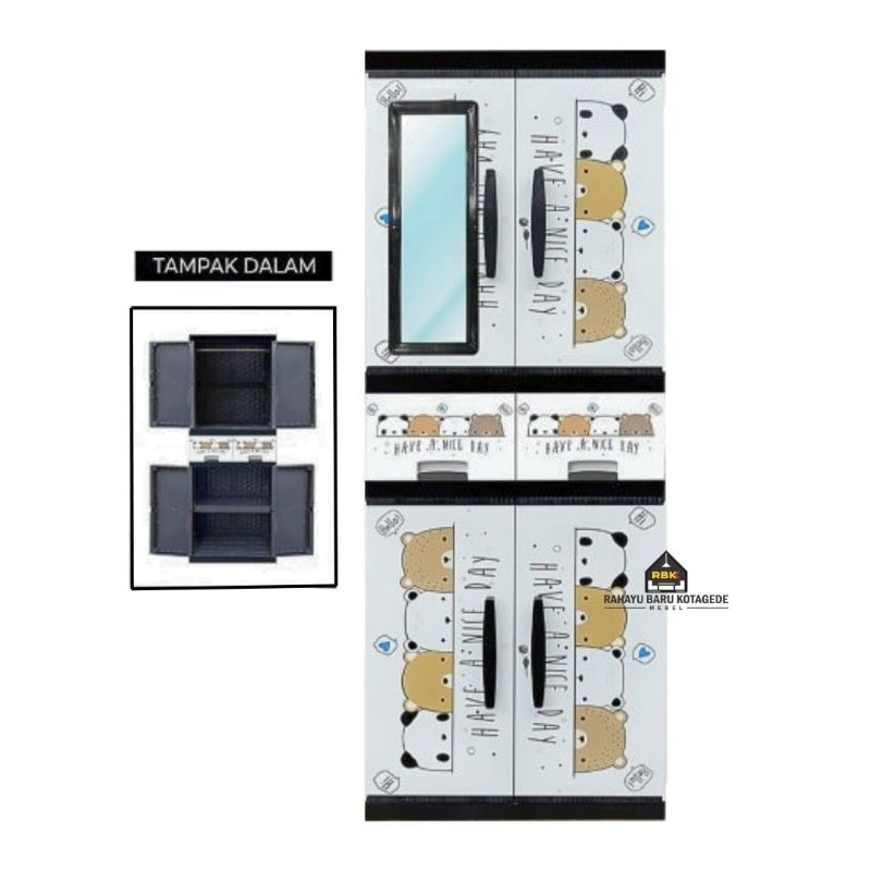Akako Lemari Pakaian Plastik Jumbo Lemari Gantung Kaca Jogja