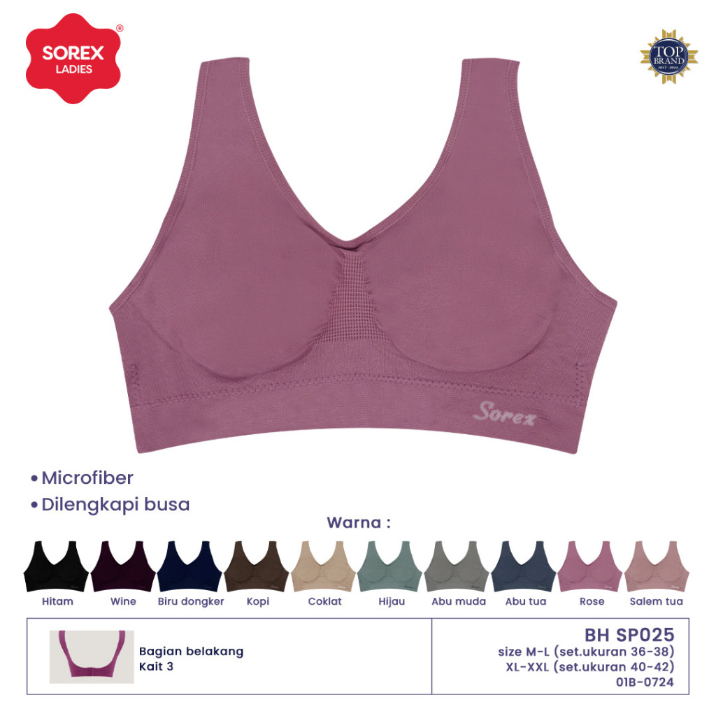 Sorex Bra Sport Microfiber Busa Kait 3 Tanpa Kawat Freesize BH SP 025