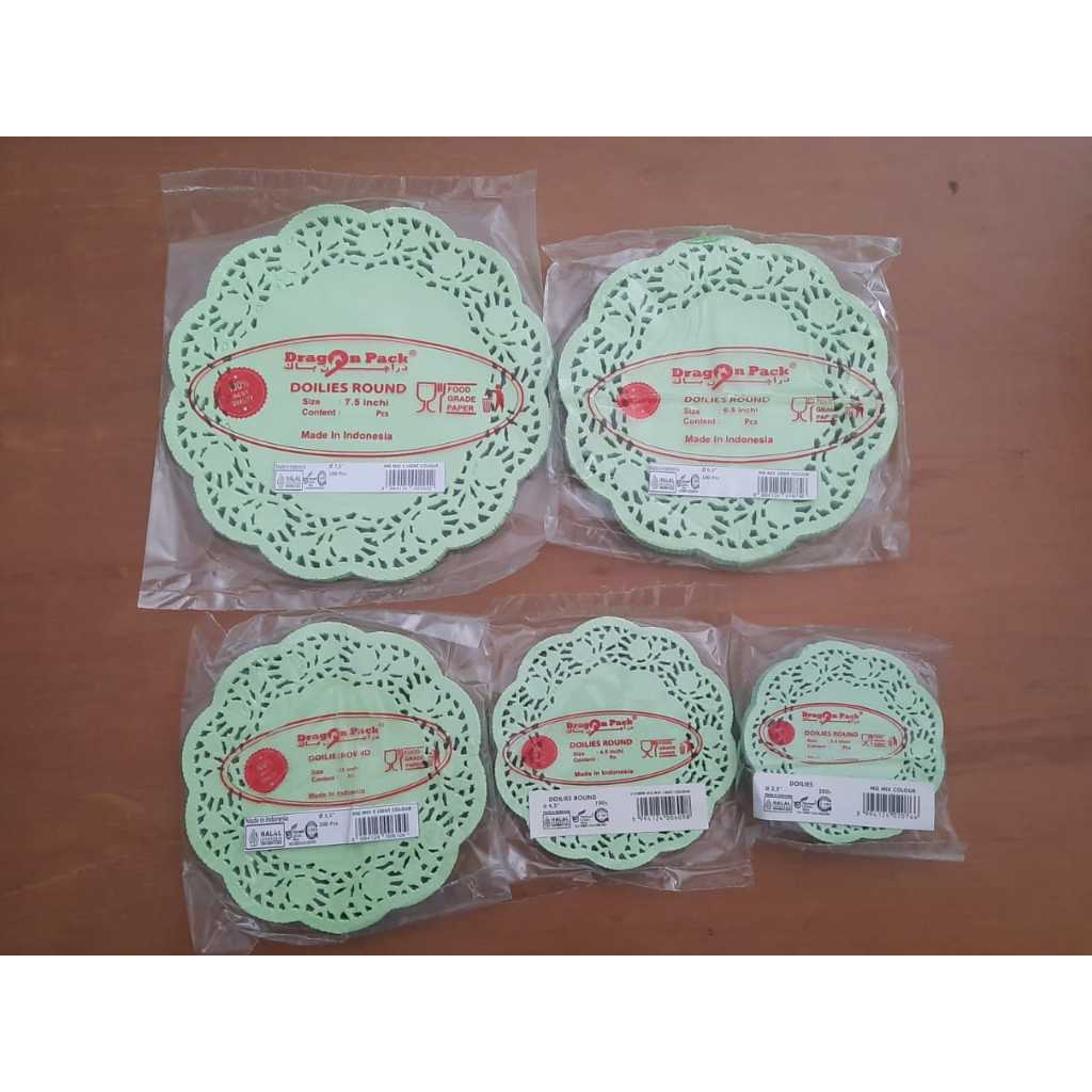 DOILIES PAPER ROUND 3,5 INCH samapi 7,5 INCH KERTAS ALAS RENDA KUE