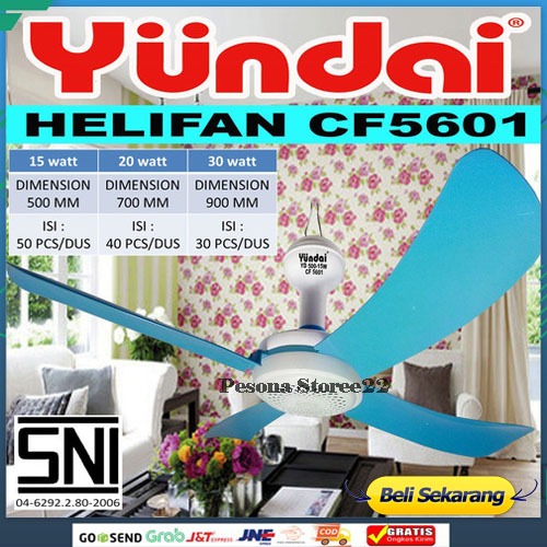 Kipas Angin - Kipas Angin Gantung - Kipas Gantung - Kipas Angin Gantung Plafon - Helifan YUNDAI 30Wa