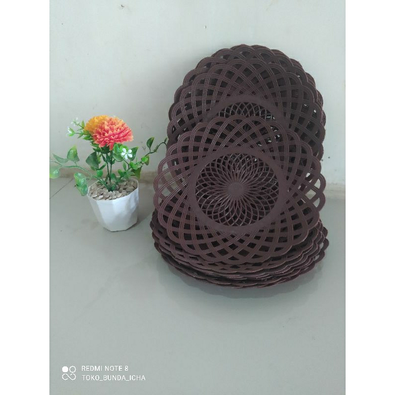 PIRING ROTAN PLASTIK PIRING KUE PIRING 1 LUSIN