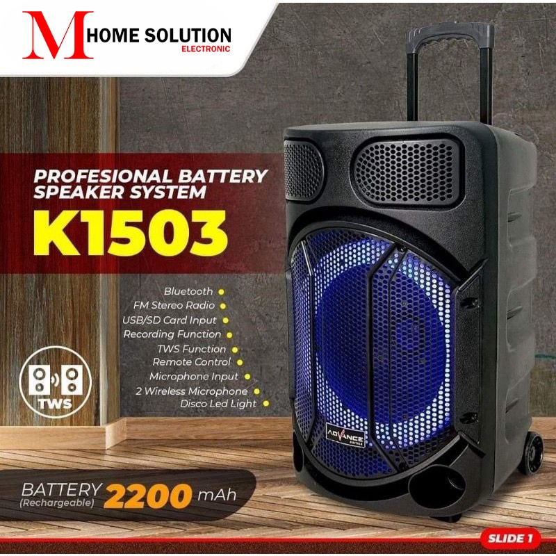 ADVANCE SPEAKER K-1503 - SPEAKER PORTABLE BLUETOOTH ADVANCE K1503 - SPEAKER MEETING - READY