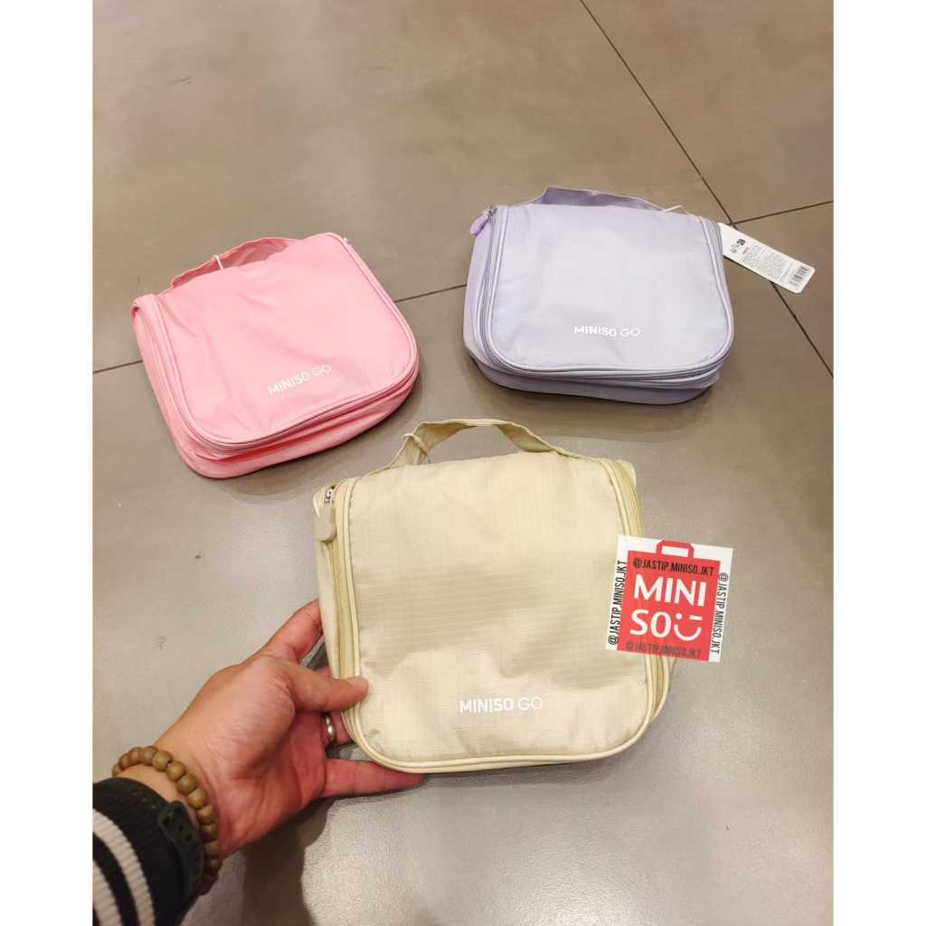 MINISO 🆕 MINISO 4.0 Toiletry Bag with Hook (sz.18x7x16cm) Purple / Khaki / Pink