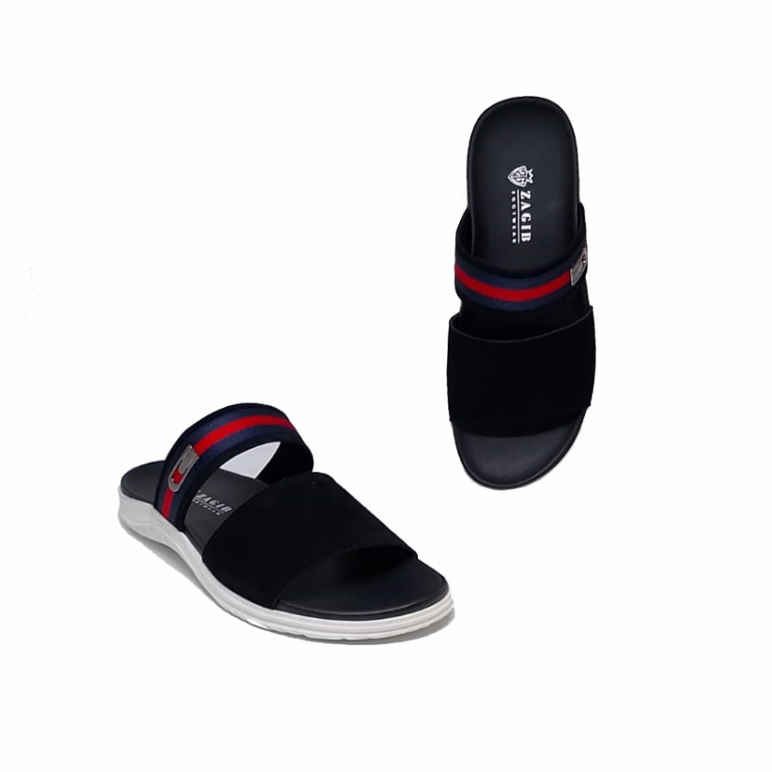 Sandal Slide Pria (Kulit Suede) Model Gucci Sendal Selop Hitam Casual Style
