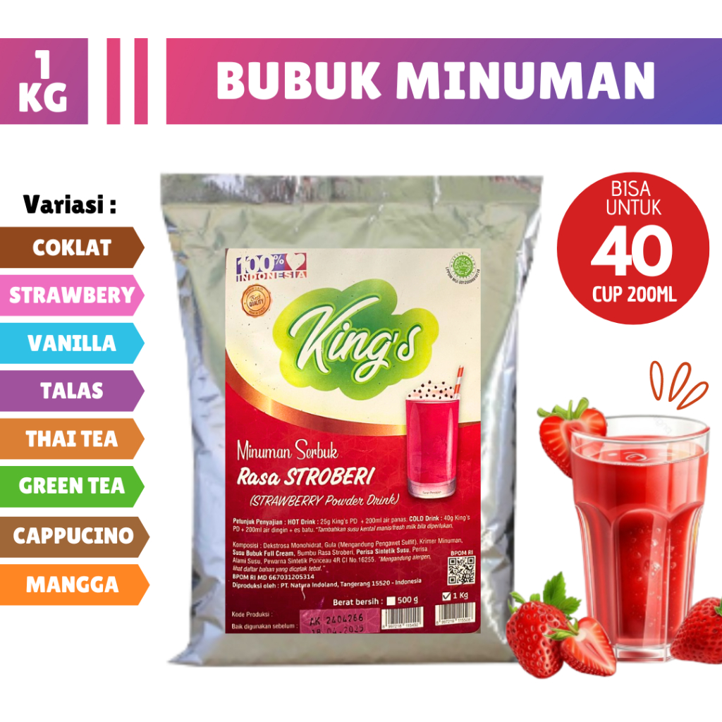 

Serbuk Minuman Boba Powder Drink Rasa Vanilla Coklat Kings 1kg
