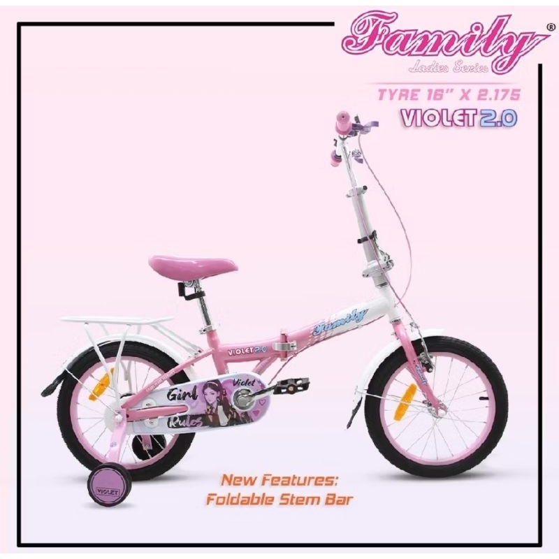 Sepeda Lipat Anak Perempuan FAMILY VIOLET 16 INCH