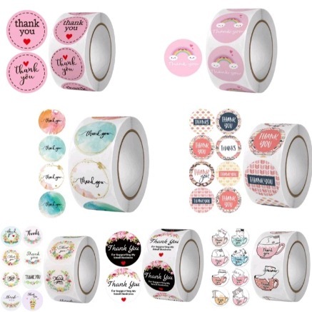 

1 Roll isi 500pcs Sticker Label Thank you dan Pujian Anak