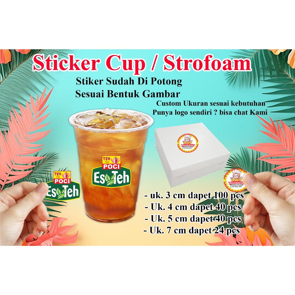 

Stiker merk makanan atau minuman di cup atau box strofoam