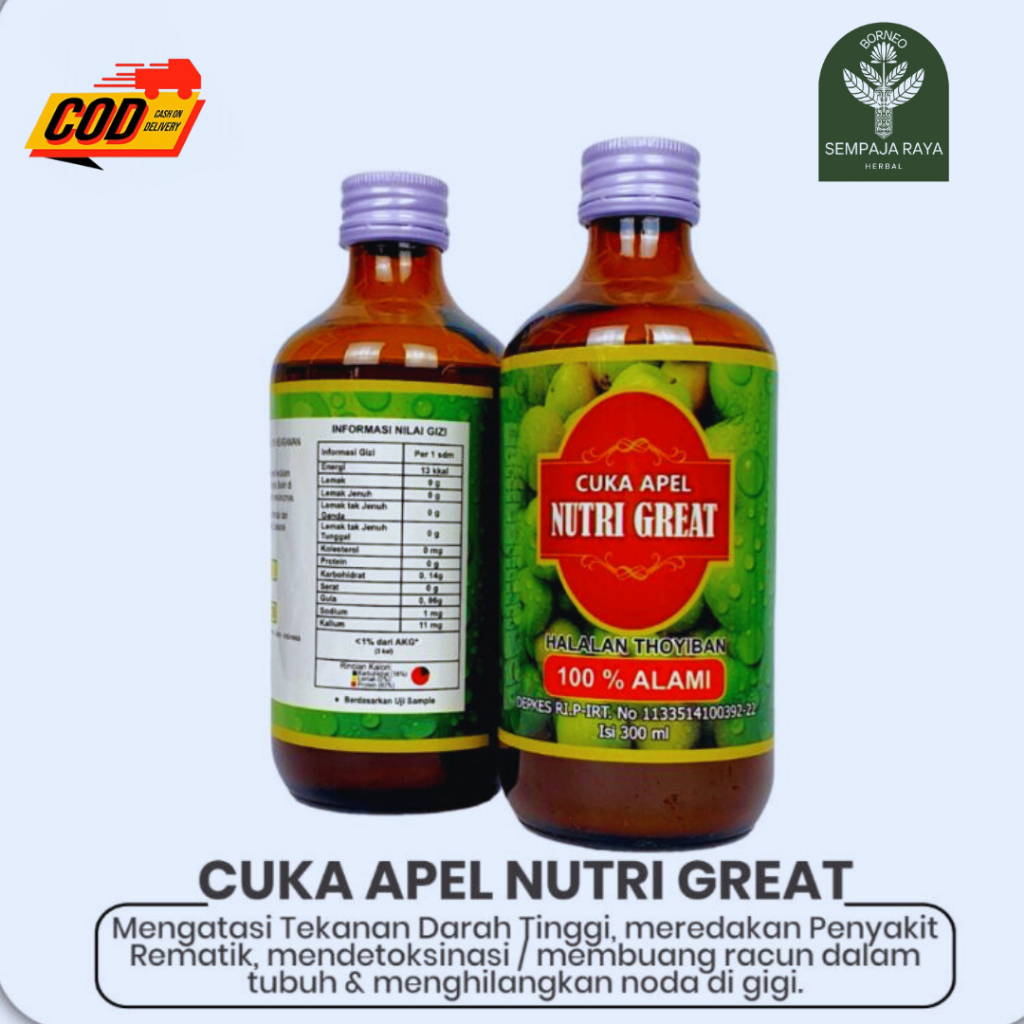 

Cuka Apel Nutri Great Original BPOM Isi 300 Ml#Samarinda#Grosir