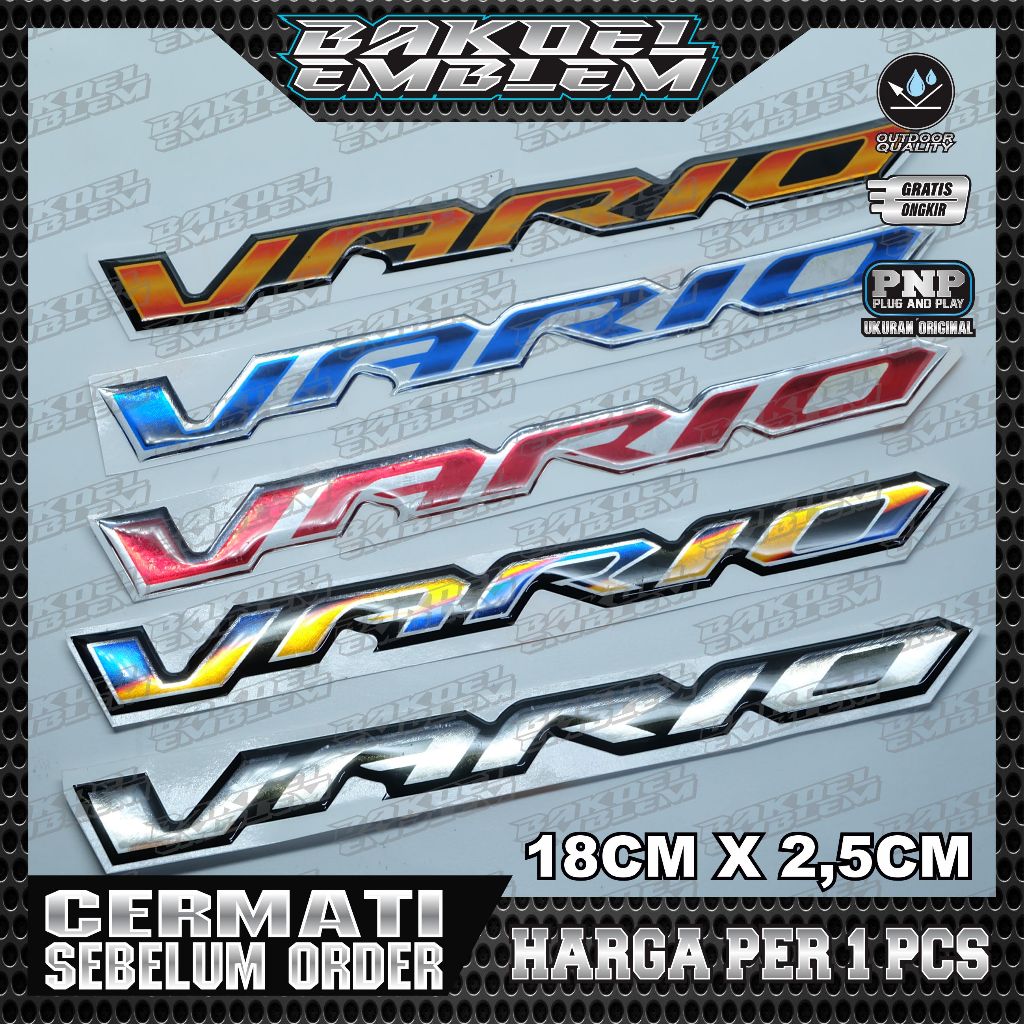 emblem all new vario / emblem vario all new 125 / emblem vario 160 / Emblem timbul vario / emblem va