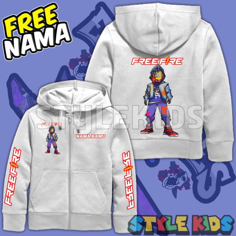 BISA COD FREE NAMA Jaket Zipper Hoodie Anak Laki laki Perempuan Logo Karakter Char Bundle Free Fire 