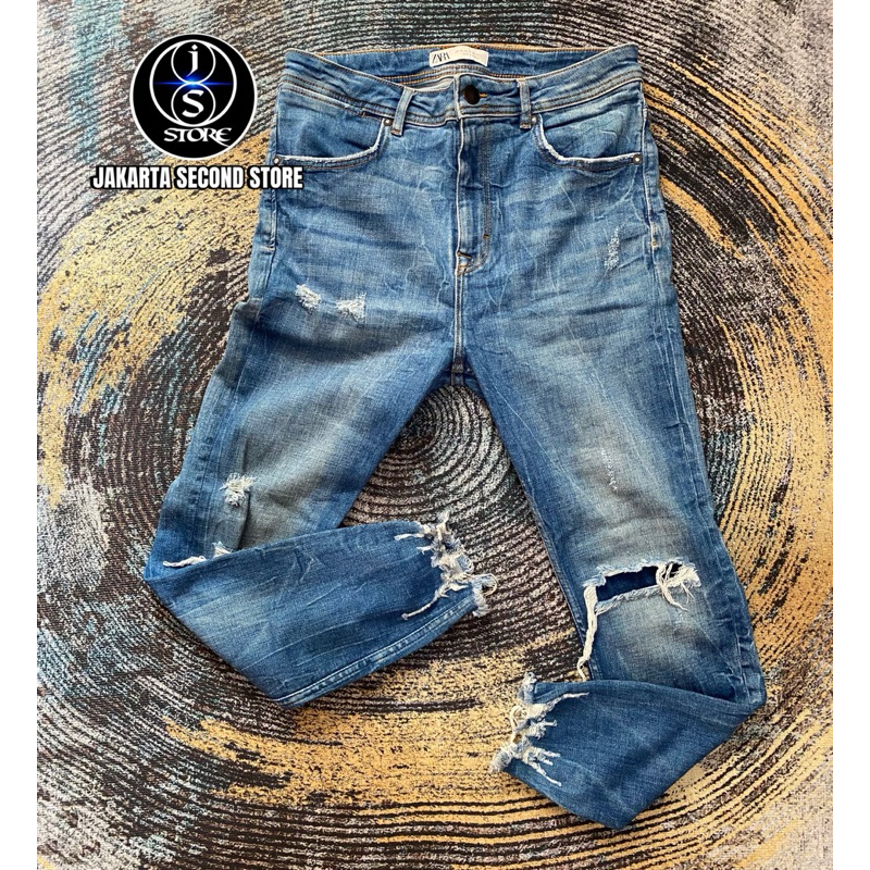 Celana Zara Man Ripped Jeans Blue