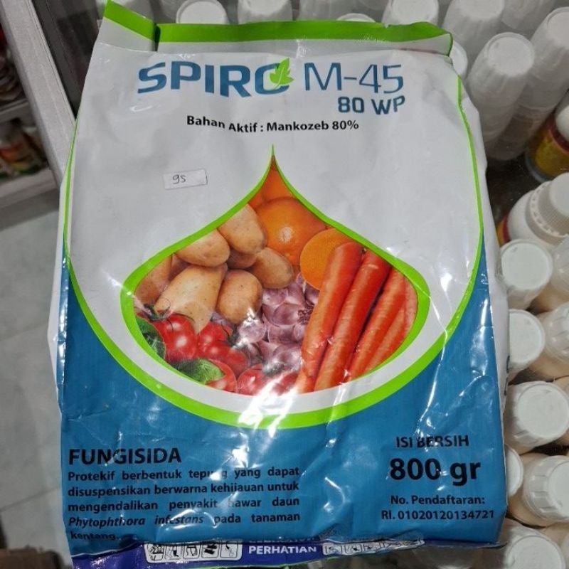 Spiro M 45 800gram berbentuk tepung : fungisida untuk melindungi tanaman dar penyakit