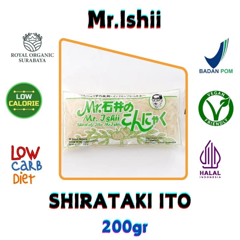 

Mr.Ishii Shirataki Ito Kemasan 200gr (Mie Shirataki Basah (setengah matang))