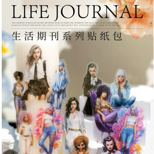 

(KD10) Life journal sticker girl series/sticker transparant