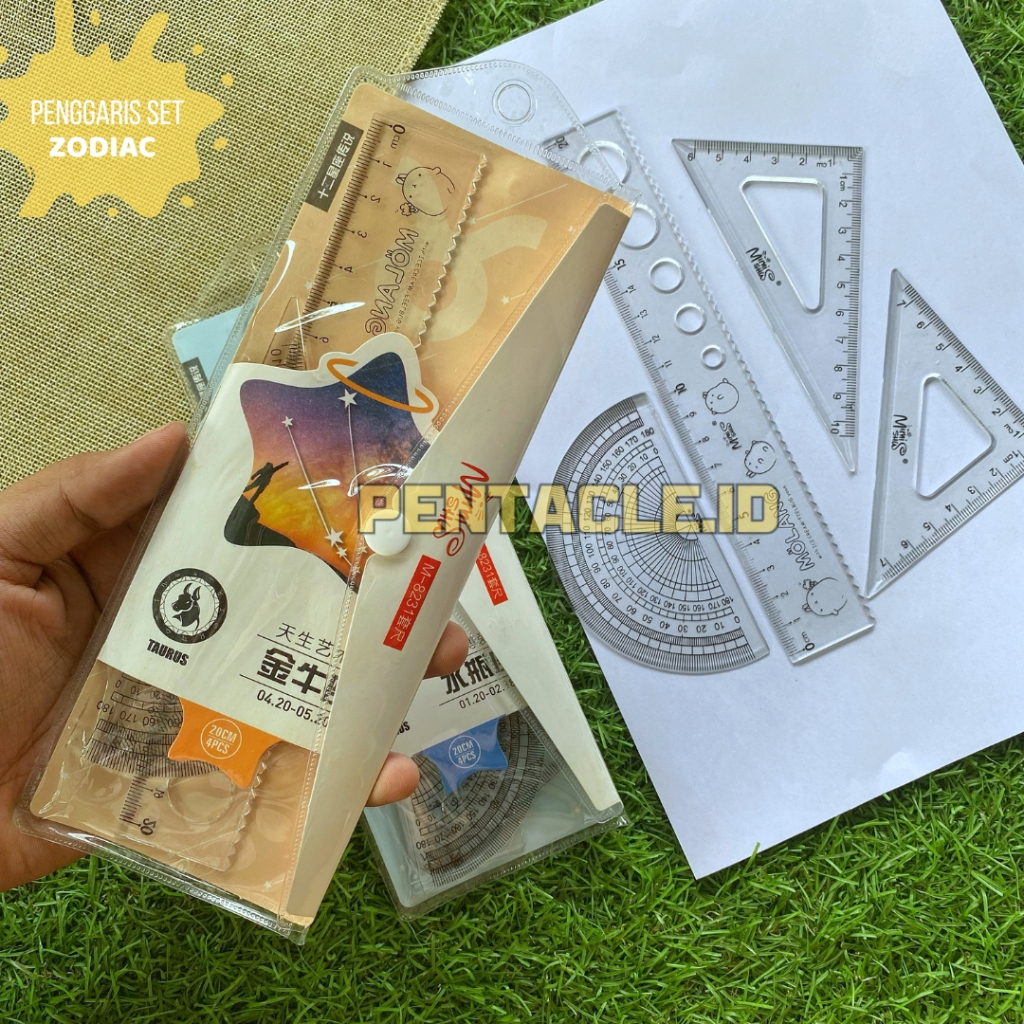 

Penggaris Set ZODIAC Zodiak Ruler 4 in 1 Garisan 20cm Plastik Mistar Alat Kelengkapan Sekolah Kantor Lengkap Garis Busur Segi Lima Siku Siku Murah Mudah Dibawa Kemana Mana Simple Ringan Panjang Ukuran Ukur Segitiga Banyak Bentuk Macam Pentacle Malang