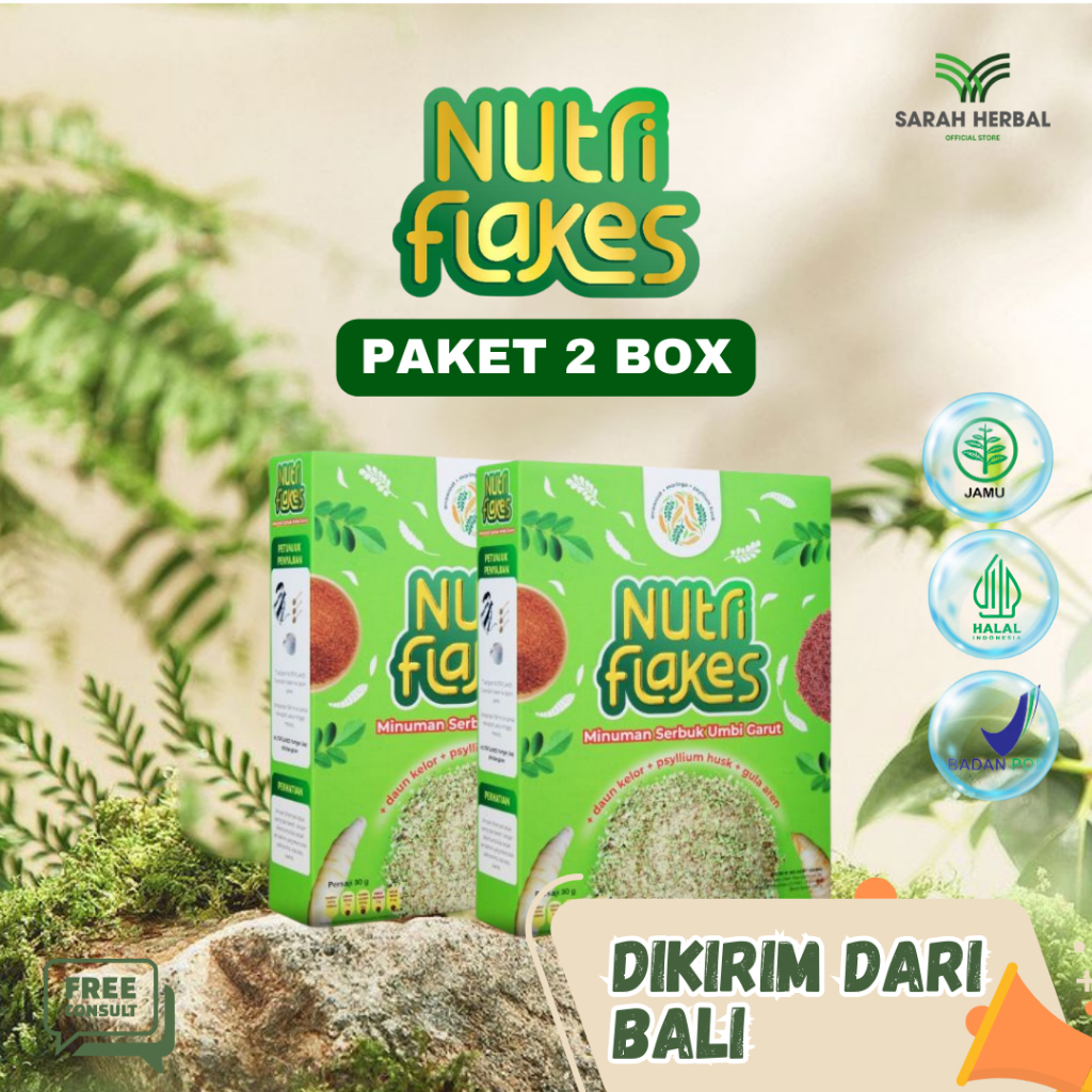 

PAKET 2 BOX NUTRIFLAKES Sereal Umbi Garut dan Daun Kelor Membantu Mengatasi Gerd, Maag, Asam Lambung Tanpa Efek Samping dikirim dari Bali