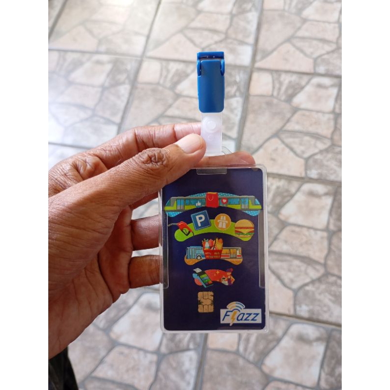 

Tempat ID Card name tag holder acrylic akrilik bening import plus jepitan penjepit kerang biru terlaris