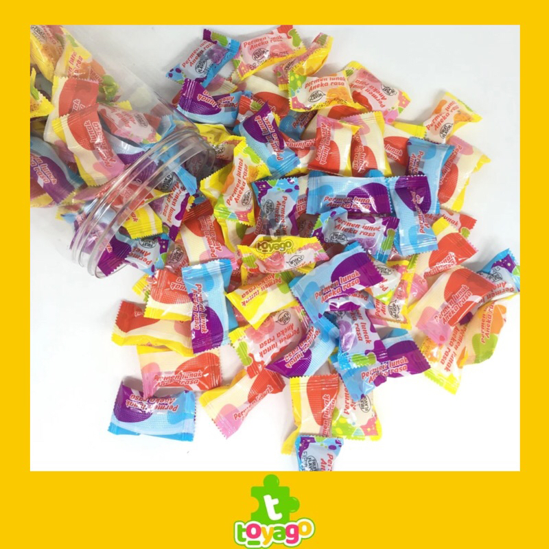 

RB Permen Lunak Rasa Buah Toples Isi 120 Pcs Grosir (Lunak Rasa Buah Toples @120 Toyago Toys)