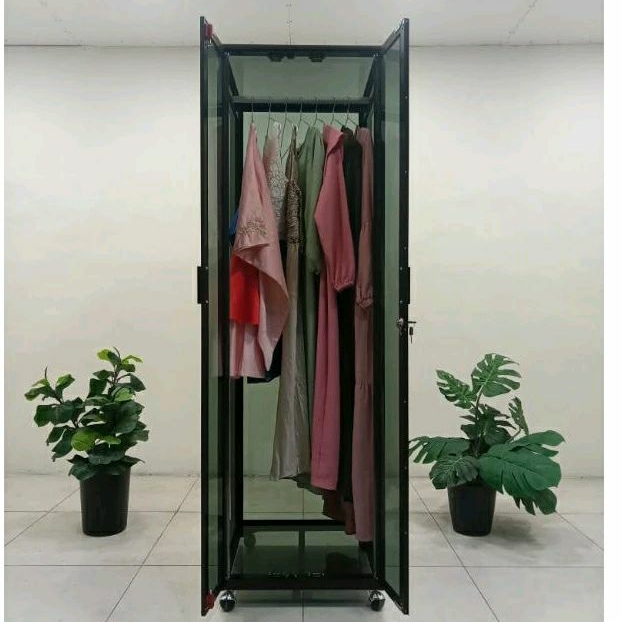 TC ALUMINIUM LB501 55X55X175 b 55X55X195 LEMARI BAJU GANTUNG MINIMALIS ALUMINIUM 20U COKLAT HANYA GA