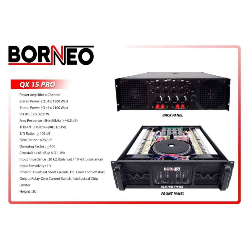 Power Amplifier 4 chanel BORNEO QX15PRO Original Borneo QX 15 PRO