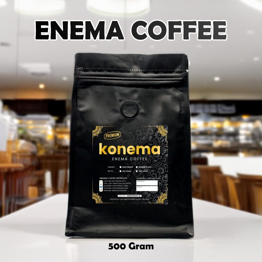 

KOPI ENEMA Premium MEDIUM ROAST 500 gram Bersertifikat Konema