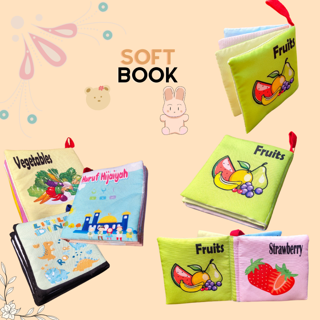 Buku Kain Edukasi Bayi Bunyi Kresek-Kresek Soft Book Mainan Balita Karakter By.Shafiyyah Sarban