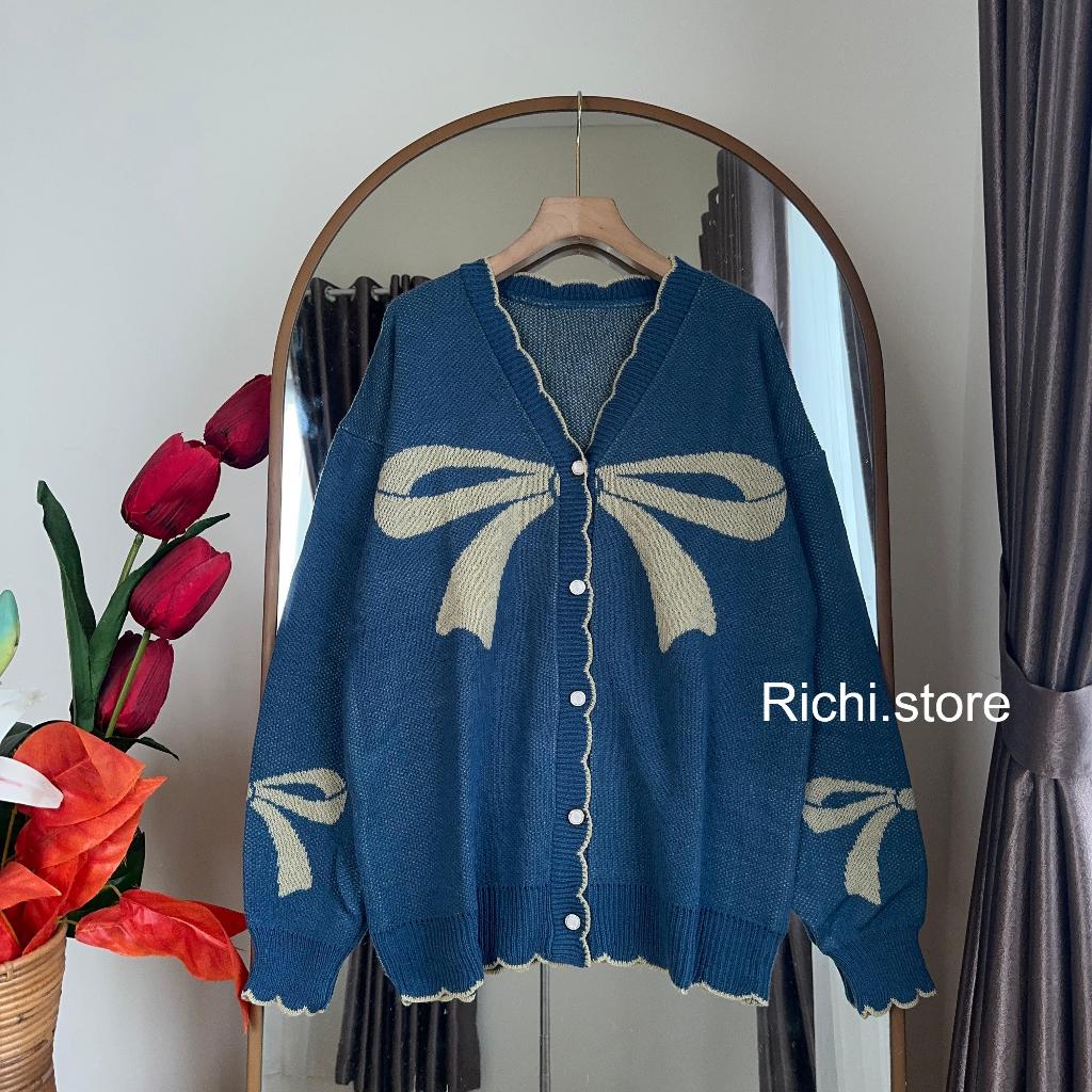 Yolanda Cardigan Rajut Wanita Motif Pita Coquette