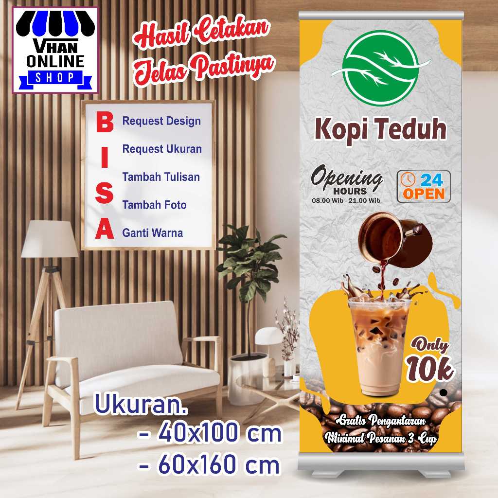 Banner Spanduk MMT Jualan Minuman Kopi Design Sangat Menarik