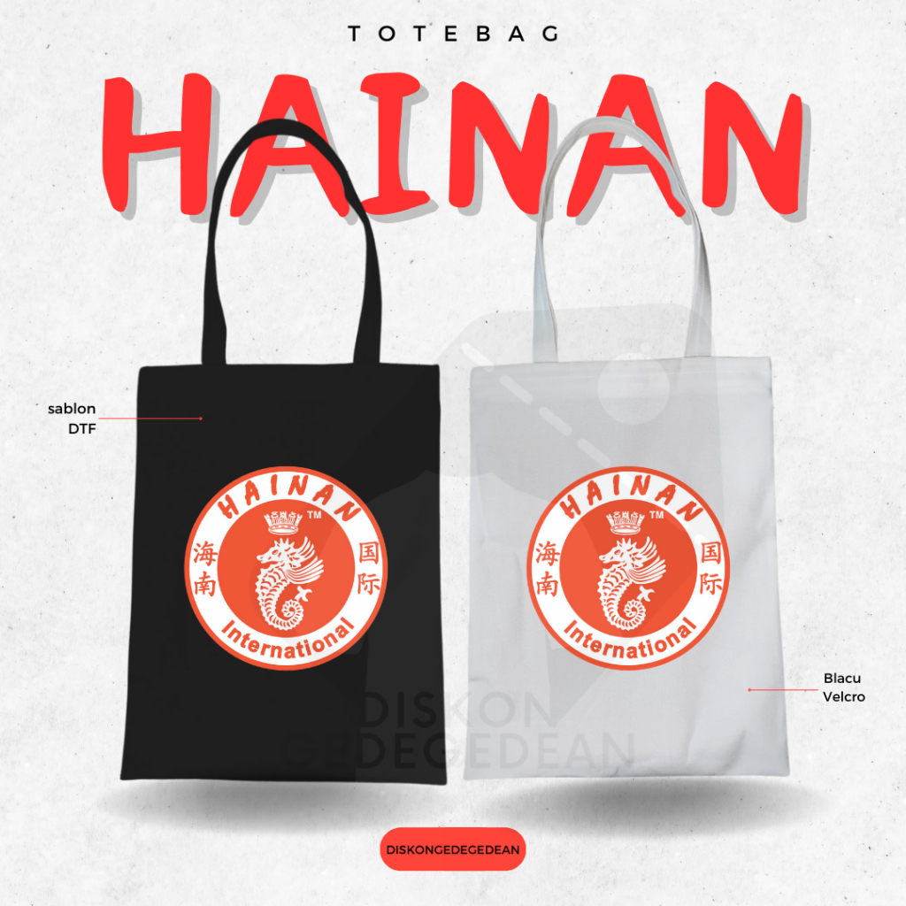 Diskongedegedean Totebag Hainan Souvenir Tas Oleh Oleh China Kanvas Resleting