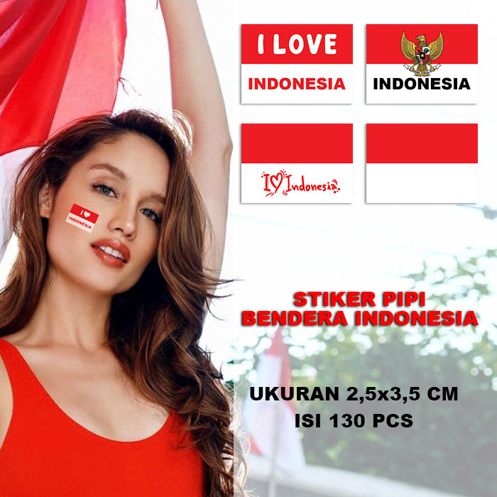 

0050 (130 PCS) Sticker Pipi Merah Putih | Tempelan Pipi Bendera TERMURAH