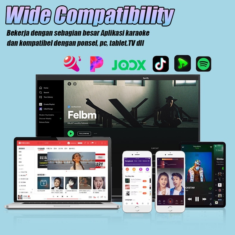 TERBARU SPEAKER BLUETOOTH MINI 2MIC PORTABEL MICROPHONE KARAOKE RUMAH MUSIK BOX SET HIFI FULL BASS