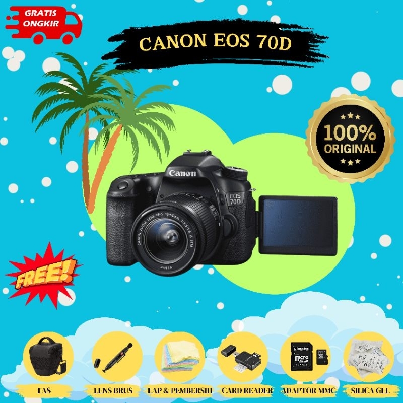 CANON EOS 70D FULSET LENSA 18-55MM STM/ KAMERA 70D