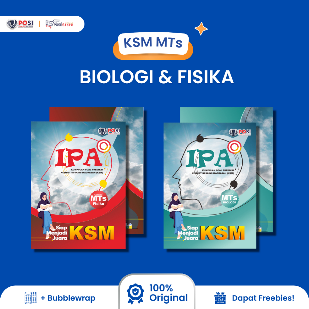 Buku POSI Persiapan KSM FISIKA & BIOLOGI MTs TERINTEGRASI Full Soal Latihan PLUS Pembahasan Akurat
