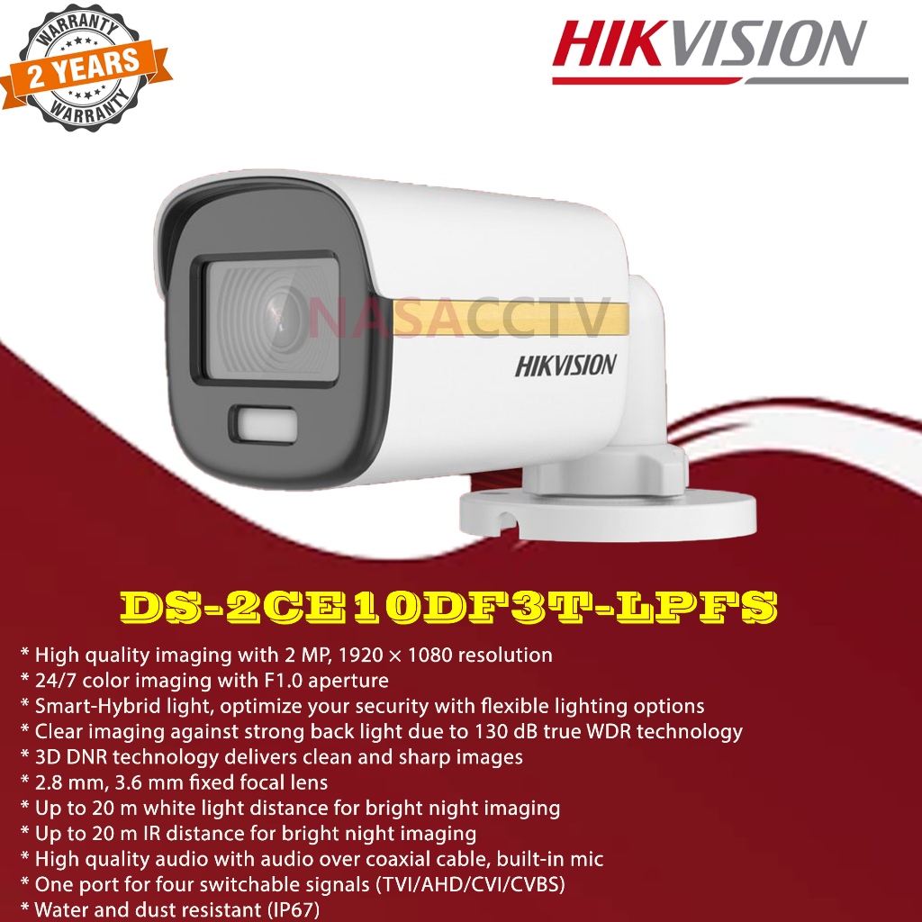 HIKVISION CAMERA CCTV DS-2CE10DF3T-LPFS