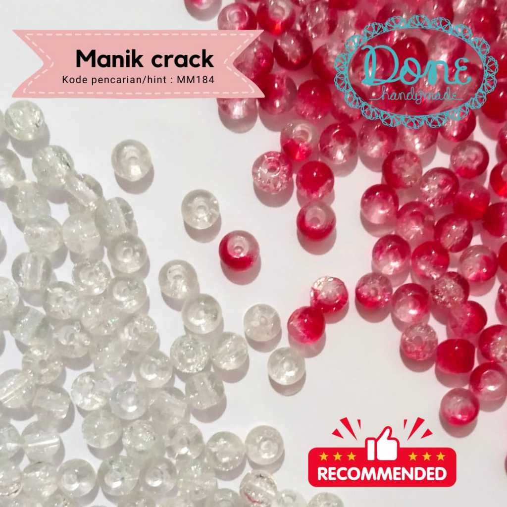 Done handymade manik crack beads manik kaca manik bulat retak mm184