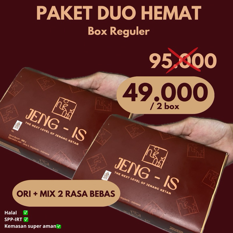 

JENANG LESS SUGAR PAKET DUO HEMAT BOX REGULER/ DISKON 60 PERSEN/ ORI DAN MIX 2 VARIAN BEBAS/ BAHAN PREMIUM/ PERASAN SANTAN MURNI 100% / CAMILAN MOOD BOOSTER/ BINGKISAN/ OLEH-OLEH