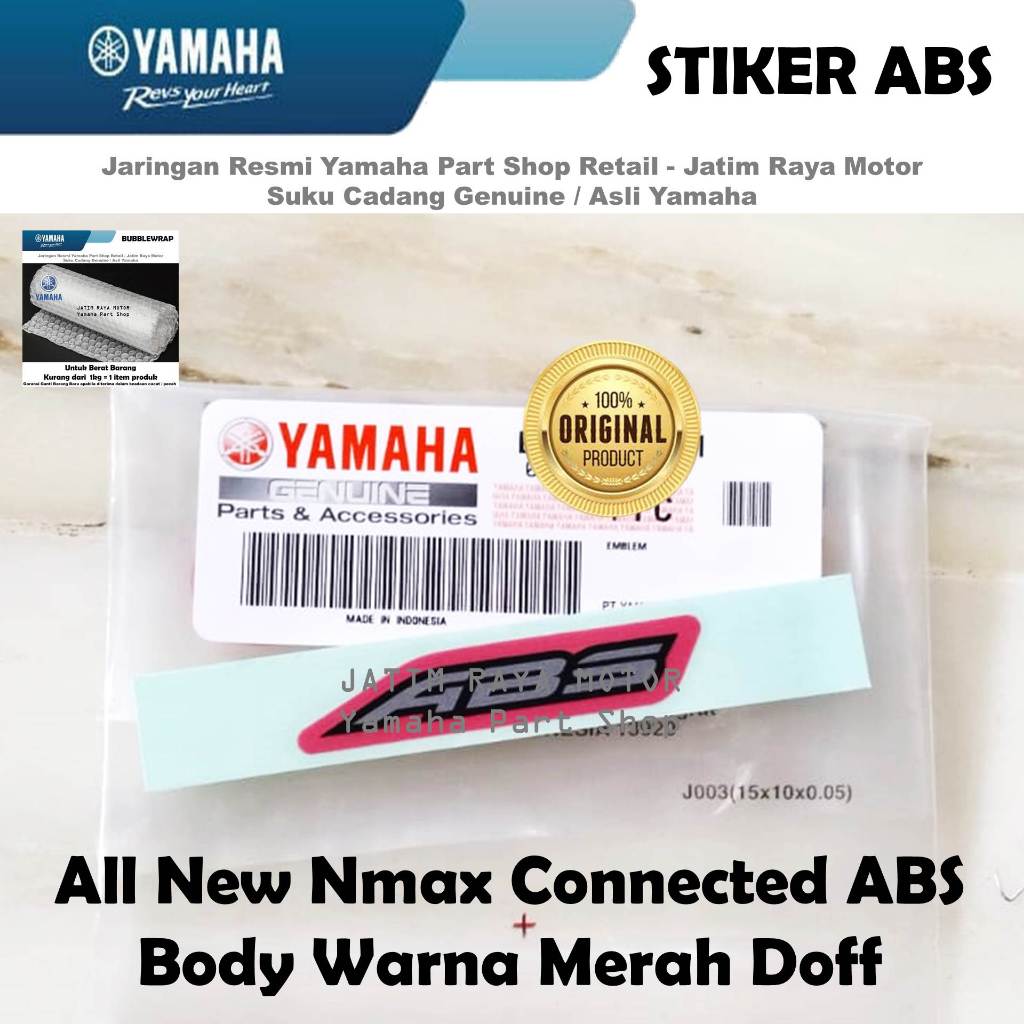 Emblem Logo Stiker ABS All New Nmax N Max Connected Body Merah Doff 2021 Asli Yamaha Surabaya