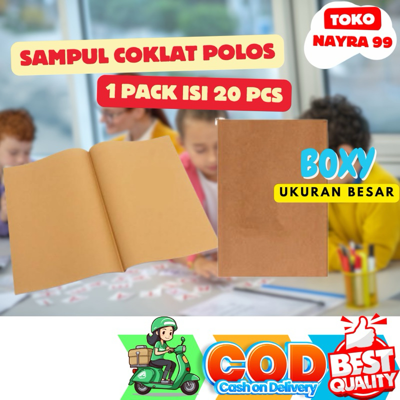 

sampul buku coklat polos ukuran besar / boxy isi 20pcs