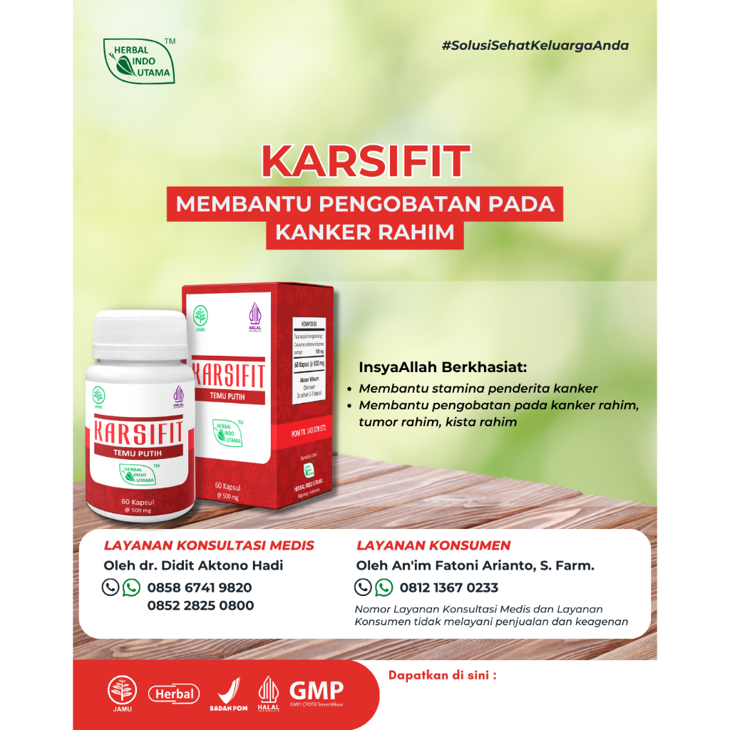 KARSIFIT Herbal Indonesia Utama Membantu Pengobatan Kangker Rahim, Tumor Rahim, Kista Rahim BPOM RI