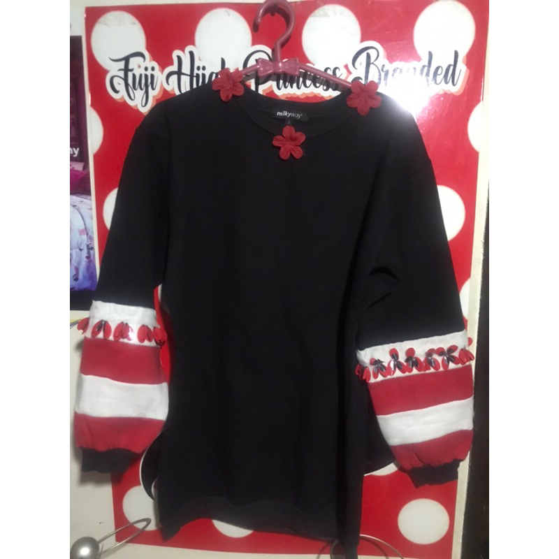 baju bunga hitam payet bunga