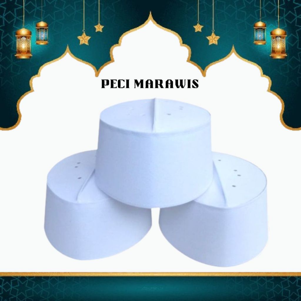 Peci Songkok Putih / Peci Marawis Putih Polos/peci marawis polos/peci haji/peci putih/peci assagofah