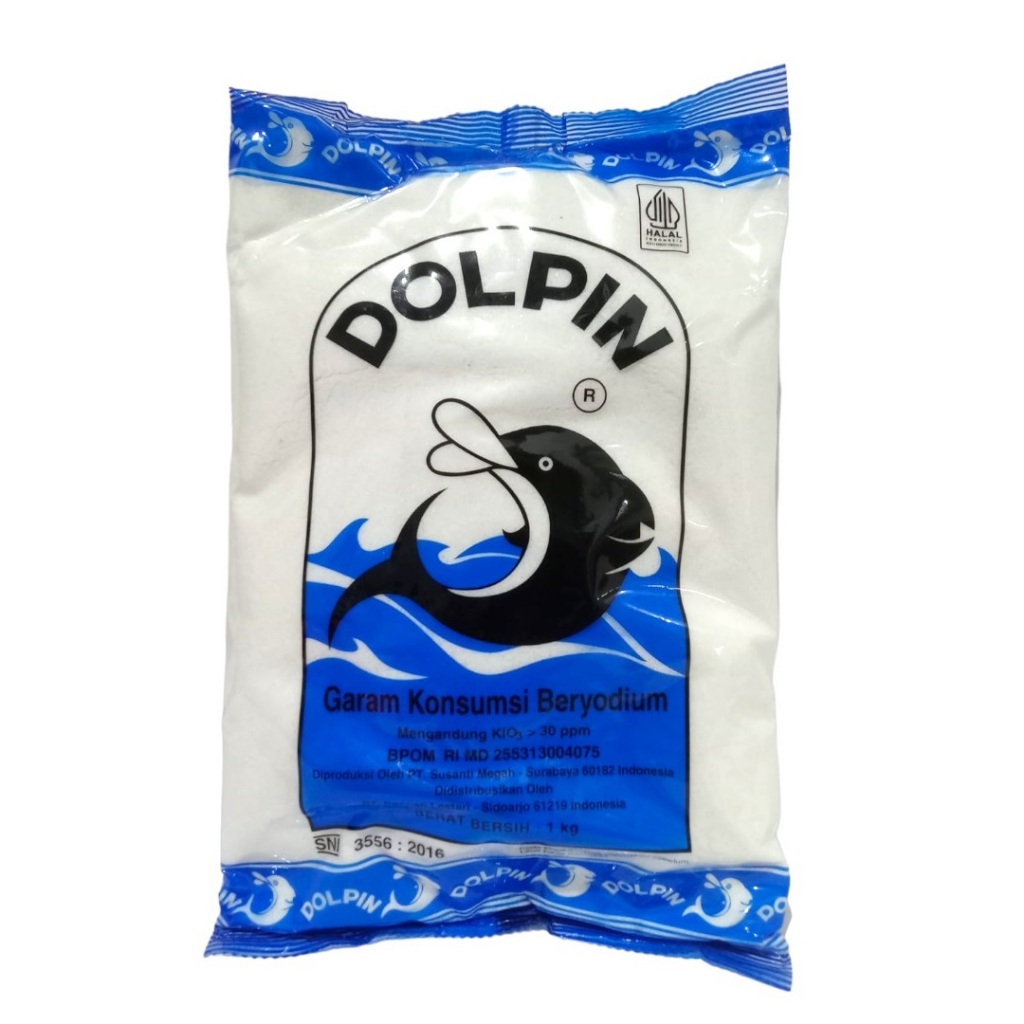 

Garam Dapur Bubuk Halus Beryodium Dolphin Halal 1 Kg 1Kg