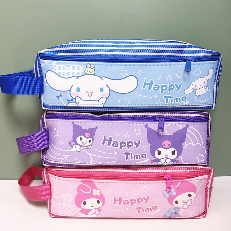 

Tempat Pensil Bahan Kain Ringan Kotak Pensil Sanrio 2 ruang dengan resleting - Kuromi Melody Cinnamorol - kado hadiah ulang tahun 17an
