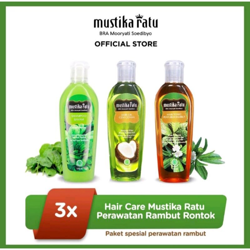 Paket Mustika Ratu Perawatan Rambut rontok( bayam + Hair Tonic + Cemceman ) - 3 Pcs
