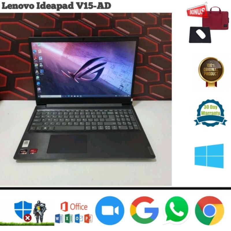 Laptop Lenovo Ideapad V15-AD Amd Ryzen 3 VGA Amd Radeon Graphis Ram 8GB SSD 256GB Windows 10 Siap Pa