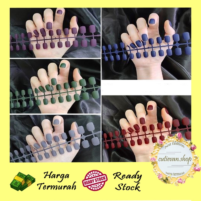 Kuku Palsu Doff / Fake Nails False Nail Art Elegant 24 Pcs / kuku palsu Pendek Warna Polos Simple