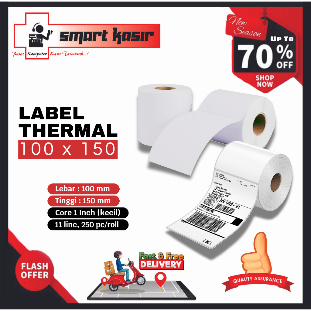 

LABEL BARCODE THERMAL 100 X 150 MM | KERTAS STICKER LABEL