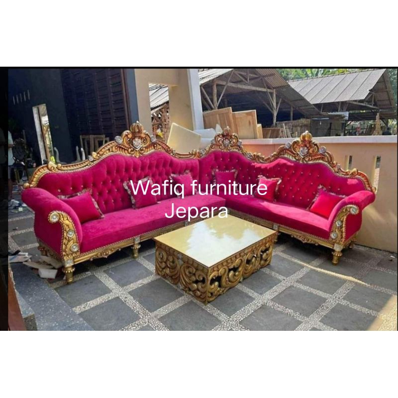 kursi sudut jati ukir Jepara