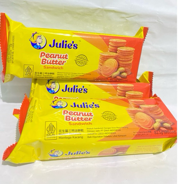 

Julies peanut butter Sandwich 82,5 gram Import Local Halal